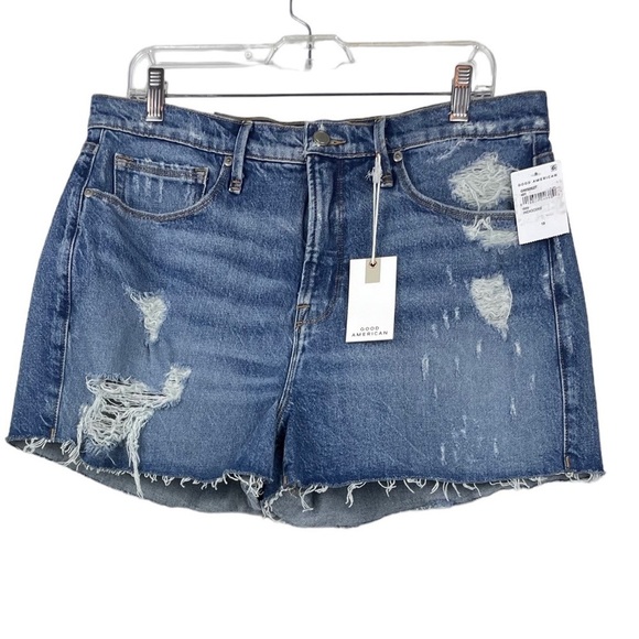 NEW GOOD AMERICAN Good '90s Jean Shorts Size 10 - Picture 1 of 10